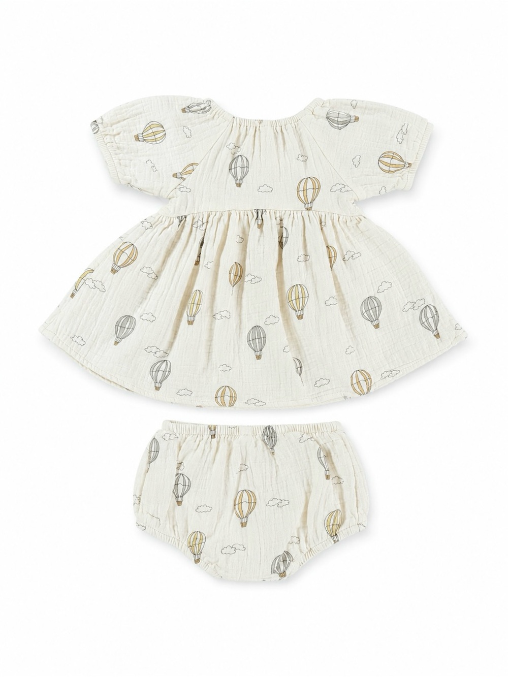 Quincy Mae Bella Dress & Bloomer Set | Hot Air Balloon Print | Size 0–3 Months